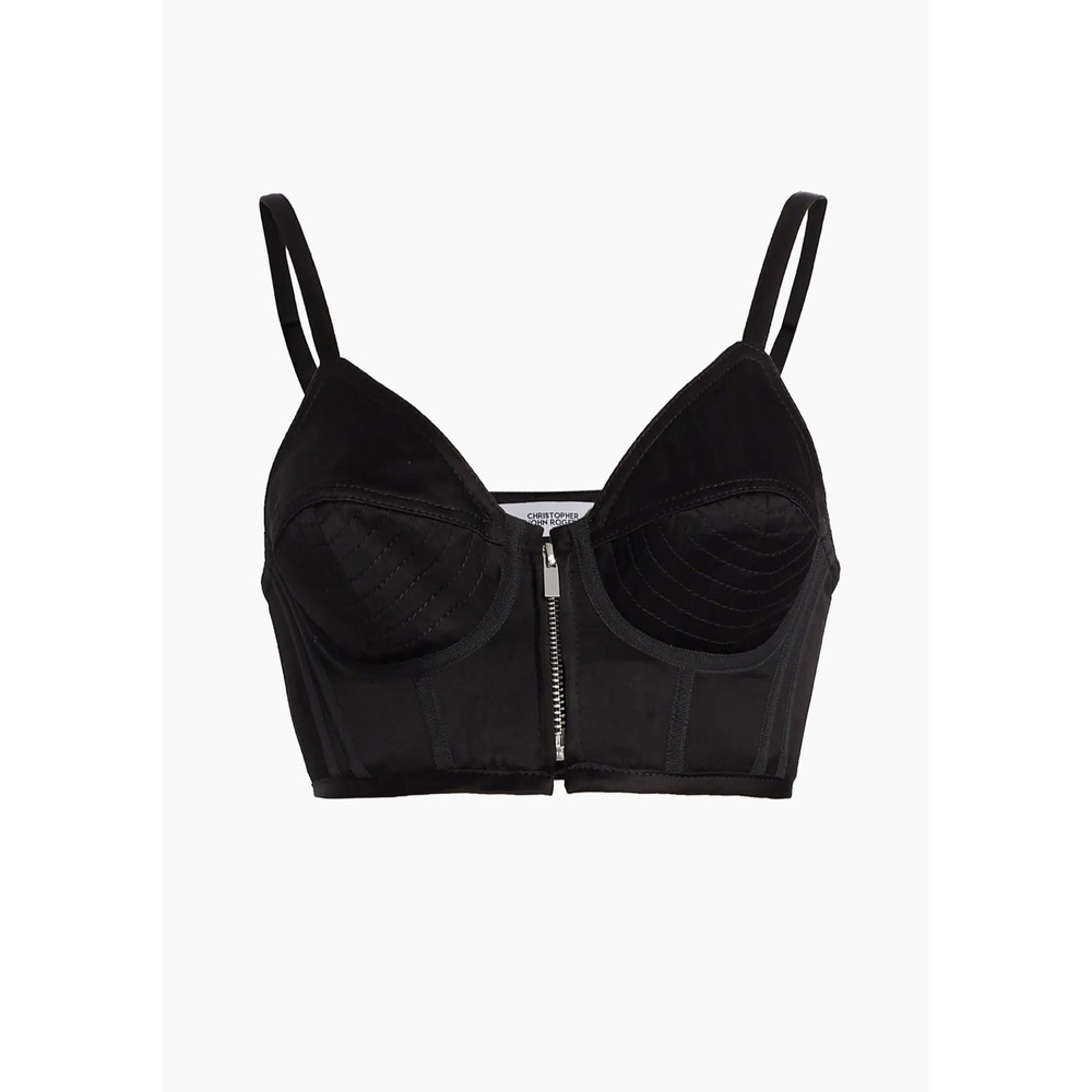 Christopher John Rogers $1595 Cropped Bullet Satin Bustier Size 4 Cone Bra Top